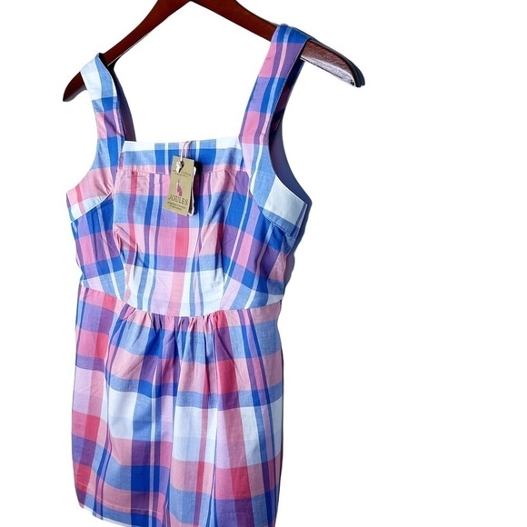 JOULES NWT Zip Back Elsbeth Babydoll Top in Plaid Pinkcheck Size 2 Pink Plaid - Picture 5 of 12